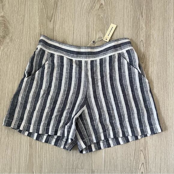 Max studio linen striped pocket shorts